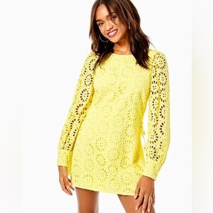 Lilly Pulitzer “Aisha” Eyelet Romper in Yellow